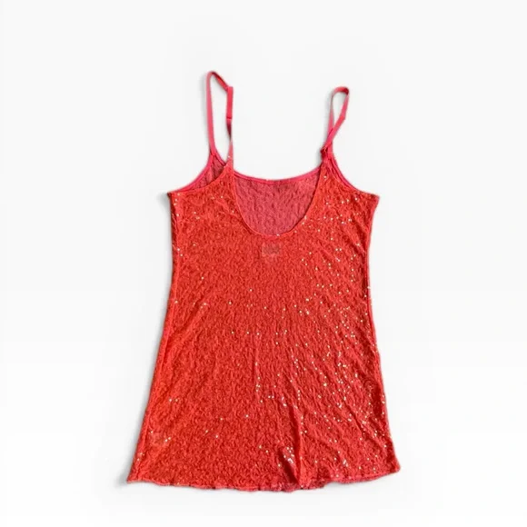 Free People Intimately  Coral Sequin Lace Cami Tank M Boho Festival cami Top - Picture 4 of 8